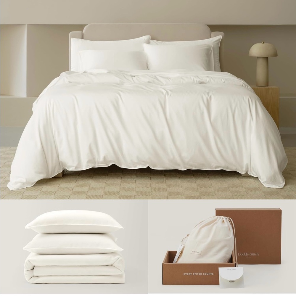 ⭐️6 lbs Double Stitch Cotton Tencel Duvet Cover - Queen Comforter Cover, 90"x90"